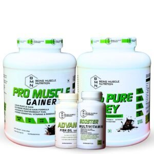 Power Pack for Peak Performance: Whey Protein, Gainer, Multivitamin, and Fish Oil